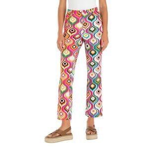 NWOT MAC Jeans Aida Cropped Kick Flare '70s Retro Colorful Print Trouser Pants 6